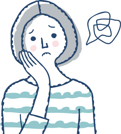 悩んでいる女性のイラスト