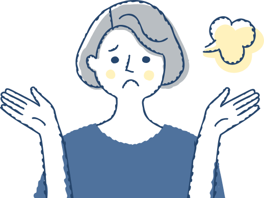 悩んでいる女性のイラスト